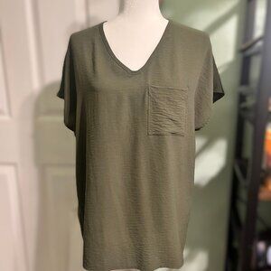 Army Green Blouse by Cotton Bleu, Size S